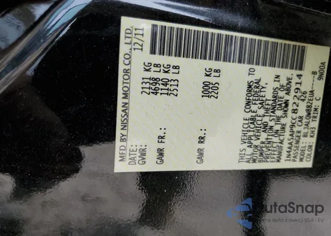 2012 Nissan Maxima S from USA, damaged, VIN 1N4AA5AP9CC822914